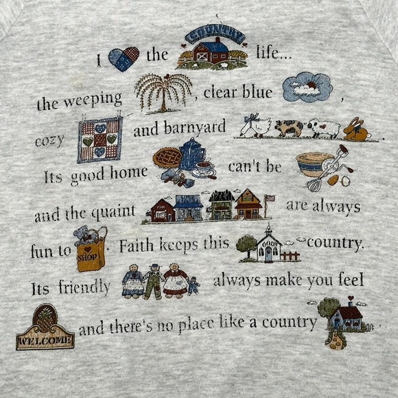 Vintage Made In USA Jerzees Collared Cottagecore Farm Life Sweatshirt - Picture 6 of 8